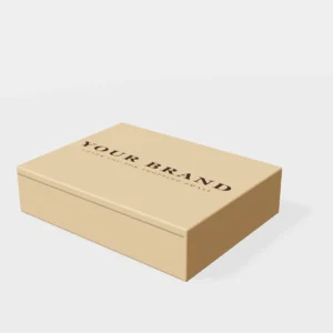 3D render of a kraft mailer box printed with a logo